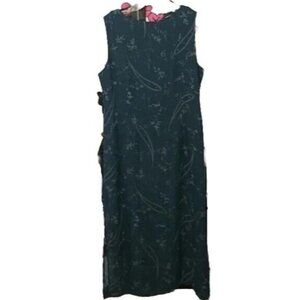 Norton McNaughton Dress Midi Scoop Neck Blue Floral Sleeveless XL